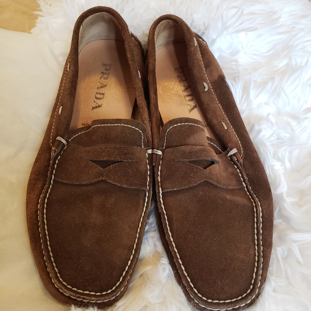 Prada brown suede driving shoe